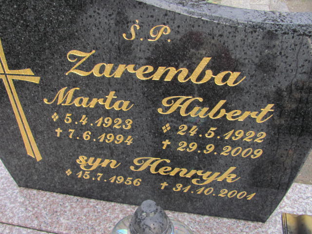 Hubert Zaremba  1922 Przyszowice - Grobonet - Wyszukiwarka osób pochowanych